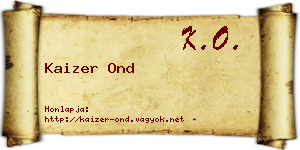 Kaizer Ond névjegykártya